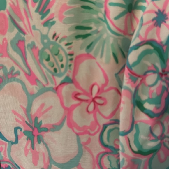 Lilly Pulitzer Pink and Teal Floral Top-5 - Picture 3 of 5
